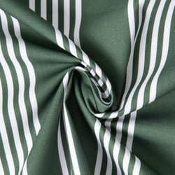 Tissu Toile de Coton d'ameublement Rayé blanc sur fond Vert sapin