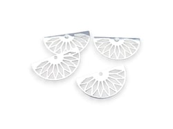4 Estampes filigranées 19*11mm demi-lune argenté