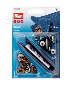 Boutons jean à griffer Prym motif étoiles 17 mm bronze antique - 6 pièces Bronze