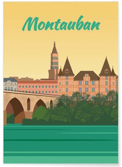 Affiche ville Montauban | A3 : 29,7x42cm