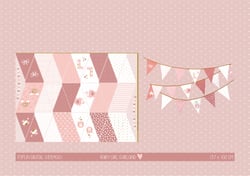 Panneau Guirlande DIY Fanions Baby girl - 137 x 100 cm