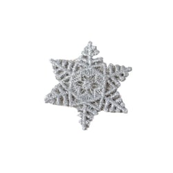 Lot de 3 écussons thermocollants flocon de neige argent 3,9cm x 3,9cm
