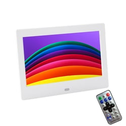 Cadre Photo Numérique 7 Pouces LED Support Vidéo Musique Calendrier Multilingue Blanc YONIS