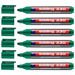 Lot de 6 marqueurs permanents - EDDING - Vert - Pointe biseautée 1-5 mm