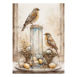1 feuille de papier de riz 21 x 29,7 cm AB Studio OISEAU OEUF 4858