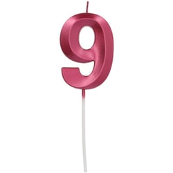 Bougie Glamour Chiffre 9 Rose Fushia