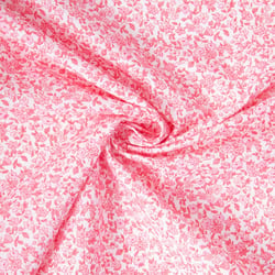 Tissu Coton imprimé Arty Léonie Rose sur fond Blanc