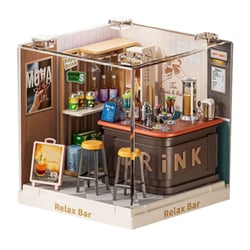 Relax Bar - Book Nook Kit DIY - Maquette 3D Bois Miniature avec Vitrine - Serre-Livres