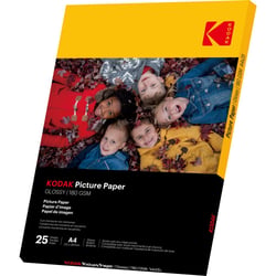 KODAK Picture Paper - Pack de 25 feuilles de papier photo de qualité - Format 21 x 29.7 cm (A4) - Finition brillante - 180 gsm - Compatible avec toutes imprimante jet d'encre