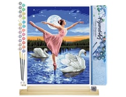 Peinture par Numéro Figured'Art - Le Lac des Cygnes - Kit de Loisir Créatif DIY Numéro d'Art Complet - 40x50cm toile roulée + châssis en bois à monter