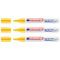 Lot de 3 Marqueurs Peinture Brillante 750 Jaune Pointe Ronde 2-4 mm EDDING