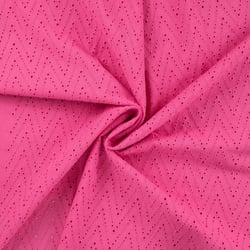 Tissu Coton brodé ajouré Leisa uni Rose fuchsia