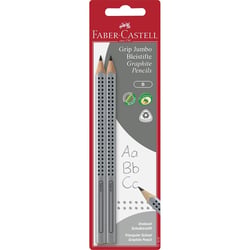 Crayon graphite - FABER-CASTELL - Jumbo Grip - Corps triangulaire - Bois - Blister de 2