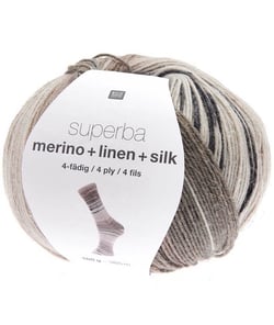 Laine à chaussette Superba Merino + Linen + Silk 4 fils - 100 gr - Rico Design Multicolore (006 - Hipster)