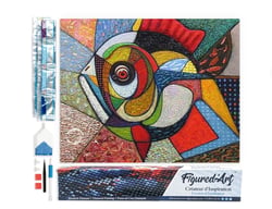 Diamond Painting Broderie Diamant Figured’Art 40x50cm toile entière roulée avec diamants carrés - Poisson Design