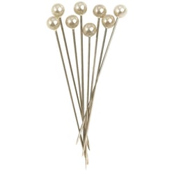 Epingle à  tête de perle, 70mm, 6mm tête de perle, Boîte 25pces, blanc
