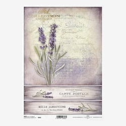 1 feuille de papier de riz 21 x 29,7 cm Itd Collection LAVANDE PROVENCE VINTAGE 982