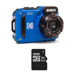 KODAK Pixpro Pack WPZ2 + 1 carte SD Kodak - Compact 16M Pixels, étanche à 15m,  Anti-Choc, Video 720p, Ecran LCD 2,7 - Batterie Li-ion - Bleu