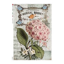 1 feuille de papier de riz 22.5 x 32 cm découpage collage Paper Designs FLEUR PAPILLON VINTAGE 0358