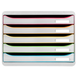 Module de classement Big Box Plus horizon 5 tiroirs Glossy - Blanc/arlequin - Exacompta