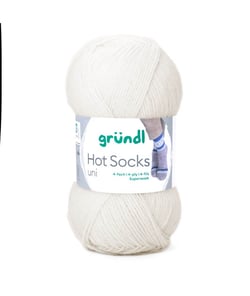 Laine à chaussettes à tricoter HOT SOCKS UNI - Grundl - certifiée Oeko-Tex 01 Ecru