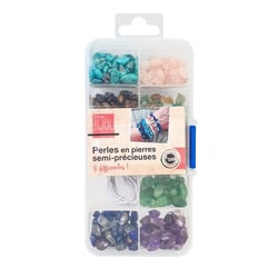 MégaCréa DIY - Perles en pierre semi-précieuses 8 couleurs avec élastique 8x14g