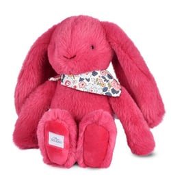 Peluche lapin fleurette fuchsia - 25 cm -