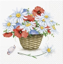 Lot de 4 serviettes en papier découpage collage 33 cm PANNNIERE DE FLEURS FL 112 EC