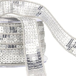 Bobine galon paillettes 14,5m argent foncé