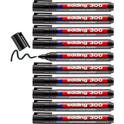 Lot de 10 marqueurs permanents - EDDING - Noir - Pointe ronde 1,5-3 mm - Rechargeable