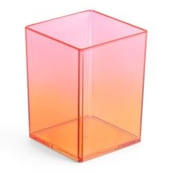 Pot à crayons - Orange - Plastique semi-transparent - 7,5x7,5x10cm - Pour le bureau - Miquelrius
