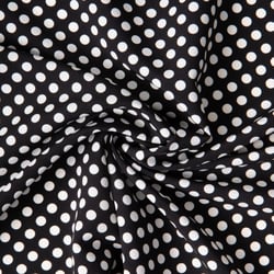 Tissu Mousseline lourde Koshibo pois blanc sur fond Noir