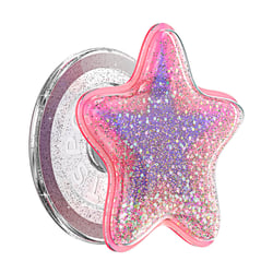 PopSockets Support Smartphone PopGrip Premium MagSafe Effet Pailleté Étoile Rose