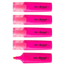 Lot de 5 surligneurs pointe biseautée 1-5mm - DELI - Rose