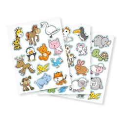 MégaCréa DIY - Gommettes animaux rigolos de 2,1 à 4,1 cm 39 pièces