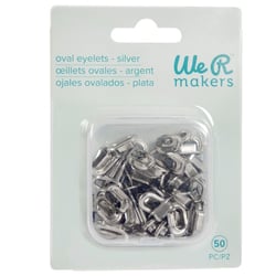 50 oeillets ovales argentés - We R- pour perforatrice à oeillets ovales