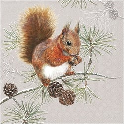 Lot de 4 serviettes en papier découpage collage 33 cm ECUREILLE PIN A 108