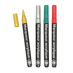 MégaCréa DIY - Marqueurs fins peinture acrylique couleurs Noël 0,8 mm 4 pièces