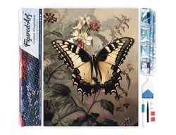 Diamond Painting Broderie Diamant Figured’Art 40x50cm toile entière roulée avec diamants carrés - Machaon et Fleurs blanches
