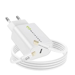 Mayaxess Chargeur Secteur pour iPhone 11 18W + Câble Lightning 1m Blanc