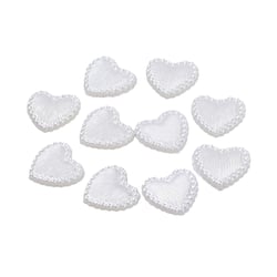 30 perles cabochon forme cœur acrylique Blanc Nacré 14 mm - A coller Dos Plat - création diy