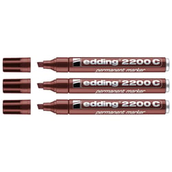 Lot de 3 Marqueurs permanents EDDING 2200C - Marron - Pointe biseautée 1-5 mm