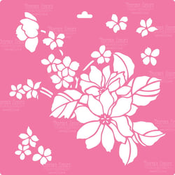 Pochoir plastique souple réutilisable 30 x 30 cm Fabrika Decoru FLEUR 014