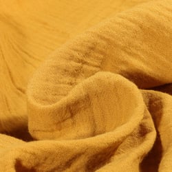 Tissu Double gaze grande largeur uni Jaune moutarde