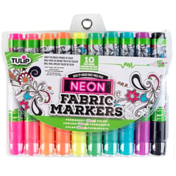 Lot de 10 feutres textiles pointe pinceau Tulip - Couleurs néon - Permanents