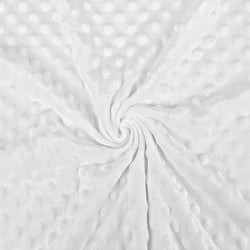 Tissu minky à pois, haute qualité, blanc - au mètre, par 50 cm - Laize : 150 cm