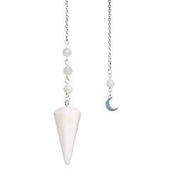Pendule Hexagonal en Pierre de lune et charm Lune - Omsaé