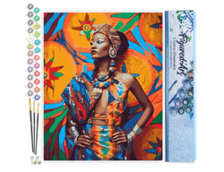 Peinture par Numéro Figured'Art - Femme Africaine traditionnelle - Kit de Loisir Créatif DIY Numéro d'Art Complet - 40x50cm sans châssis en bois