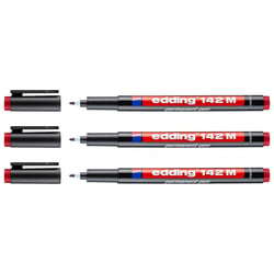 Lot de 3 marqueurs permanents - EDDING - Pointe moyenne 1 mm - Rouge