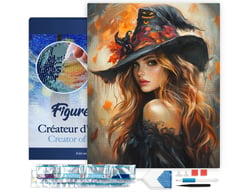 Diamond Painting Broderie Diamant Figured’Art 40x50cm toile tendue sur châssis en bois - diamants carrés - La jolie Sorcière